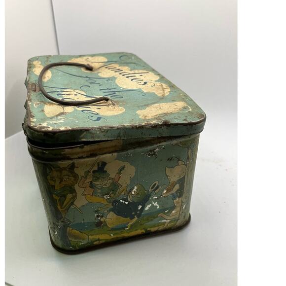 Antique Peter Rabbit Candy Tin Litho Kandies For The Kiddies Tindeco - Picture 8 of 12